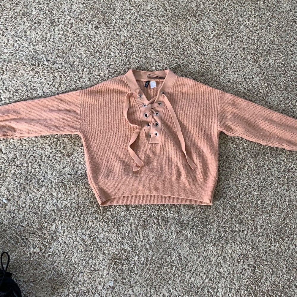 Dusty Rose Knit Tie Sweater
